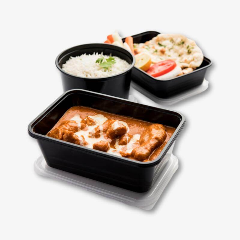 black plastic disposable food container